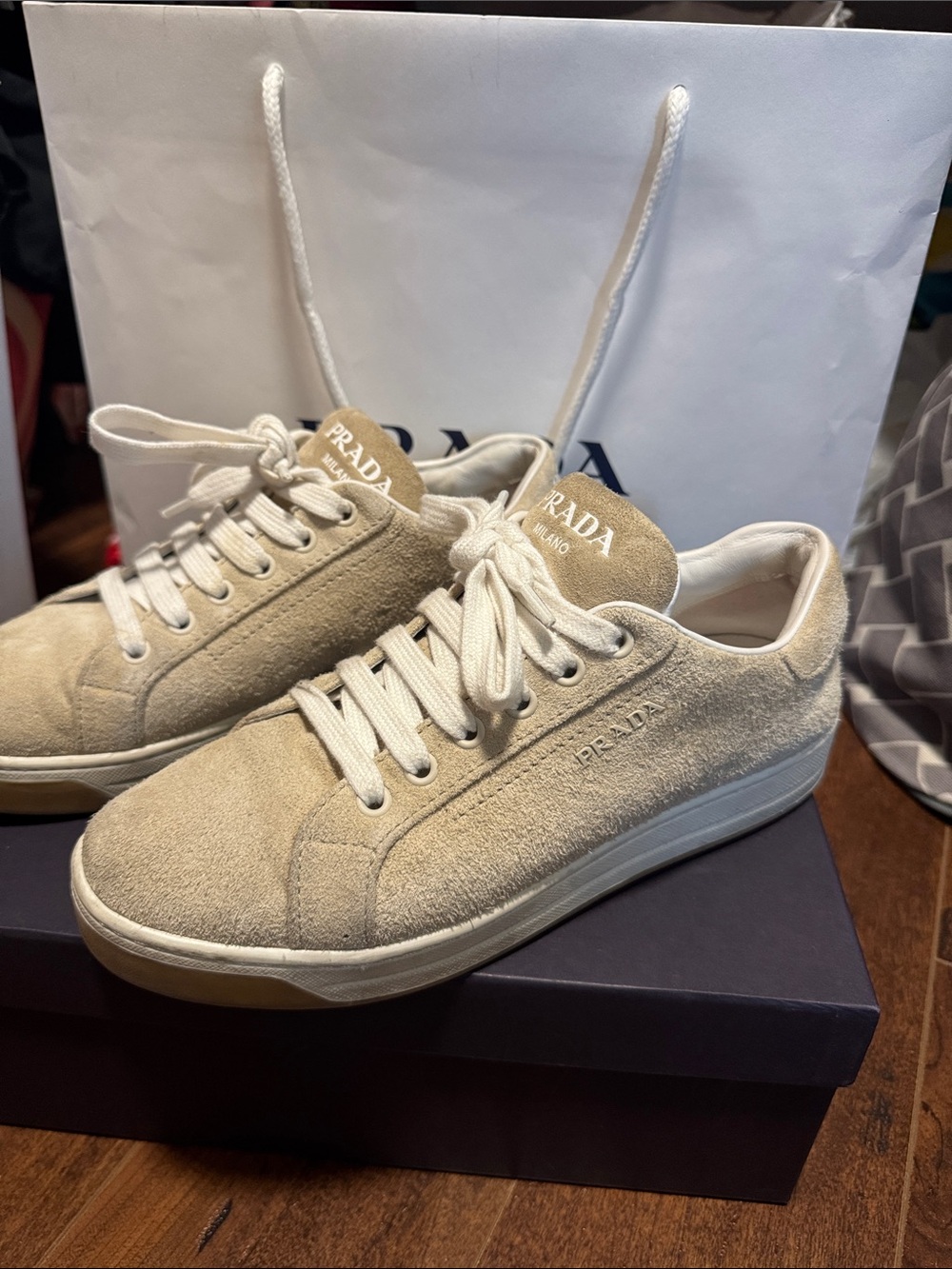 Prada Beige Suede women’s Sneakers